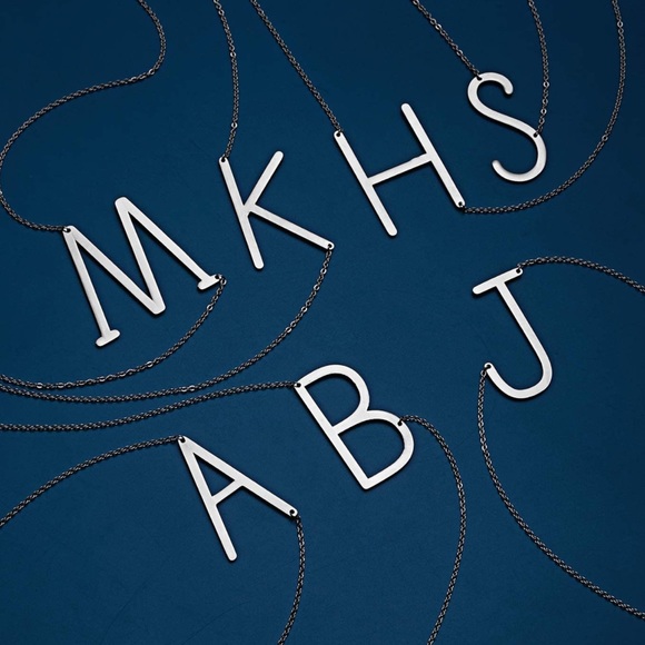 Silver Initial Stainless Steel Pendant Necklace Letters A-Z - Picture 4 of 5